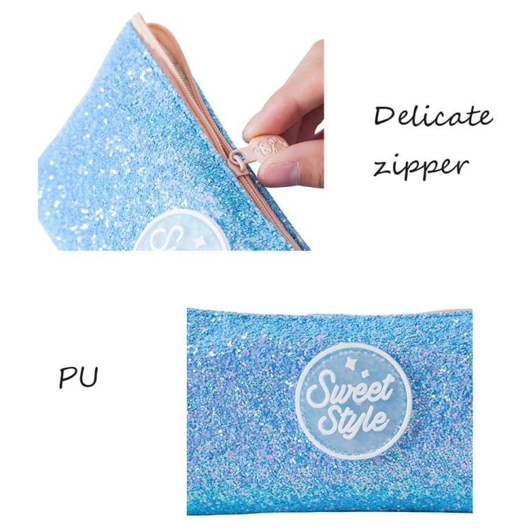 3 PCS Creative Sequins Large Capacity Student Stationery Pencil Case School Supplies Pencil Pen Holders(Blue)