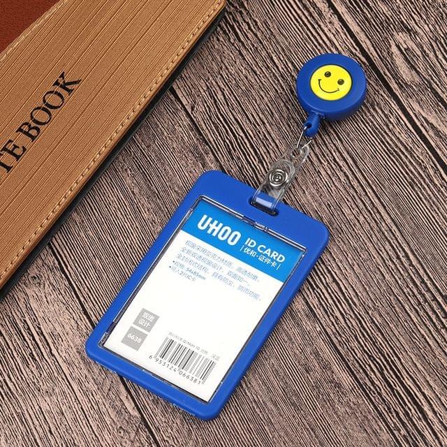 2 PCS ID Easy-to-pull Buckle Smiling Face Holder Name Tag Card Key Badge Retractable Holder Belt Clips(Gray)