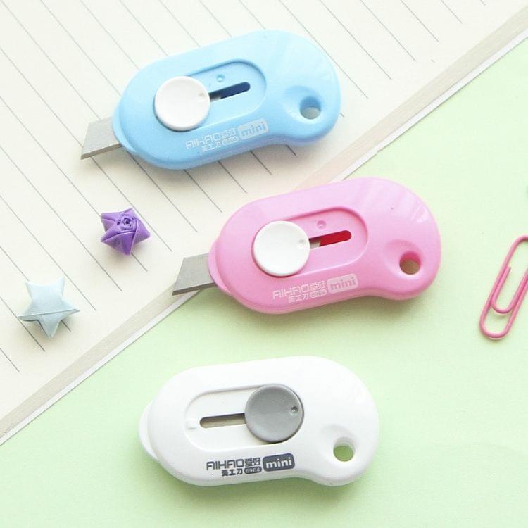Cute Solid Mini Portable Knife Paper Cutter Razor Blade Office Stationery(Blue)