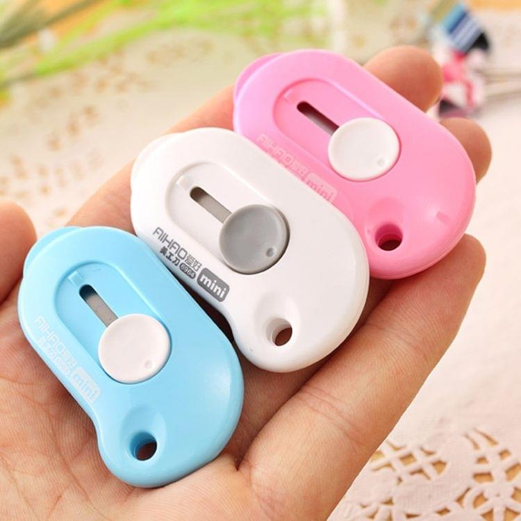 Cute Solid Mini Portable Knife Paper Cutter Razor Blade Office Stationery(Blue)