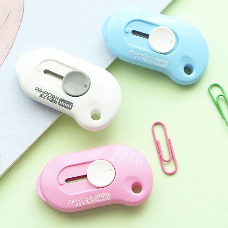 Cute Solid Mini Portable Knife Paper Cutter Razor Blade Office Stationery(Blue)