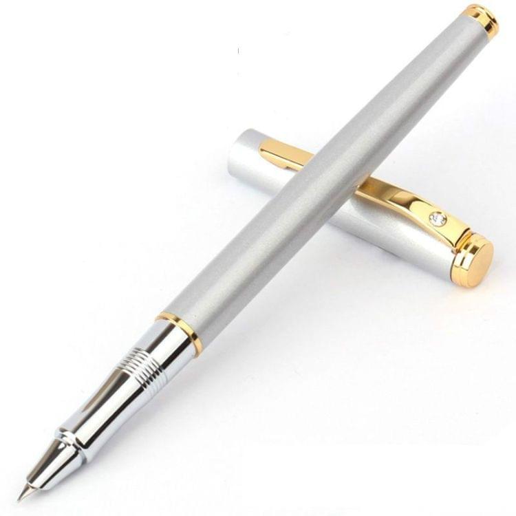 Deli Metal Ink Fountain Pen School Office Supplies Stationery(Silver)