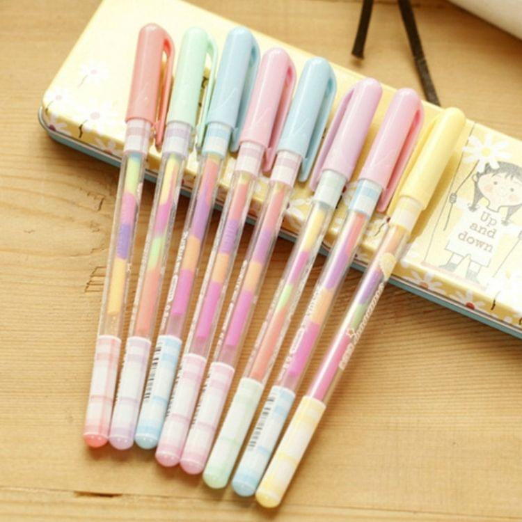 2 PCS Creative Stationery Colour Fluorescent Pen Gel Pens Office School Supplies Writing Painting Pens, Random Color Delivery