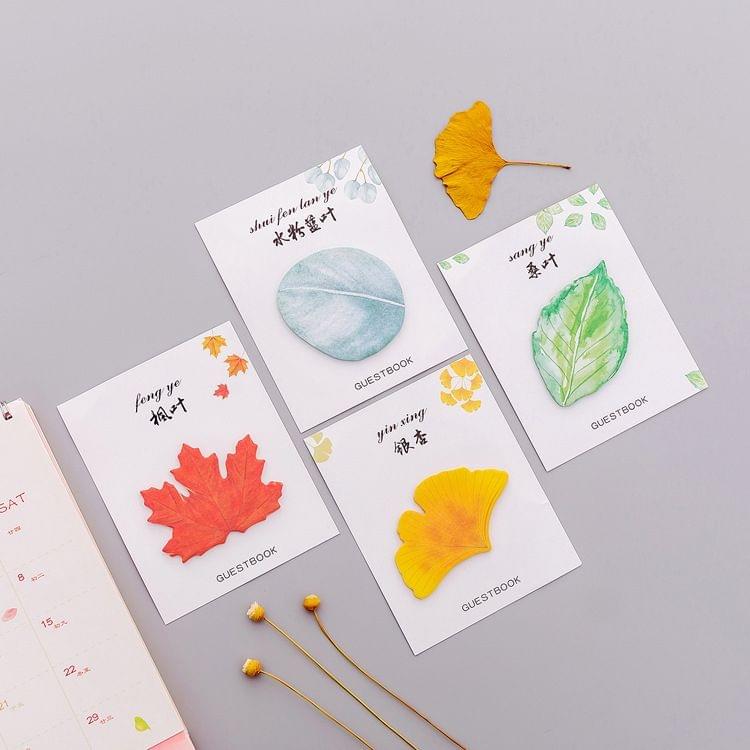 2 PCS Cute Tree Leaf Sticky Note Stickers Memo Pad Office Decoration School Supplies Stationery(Maple leaf)
