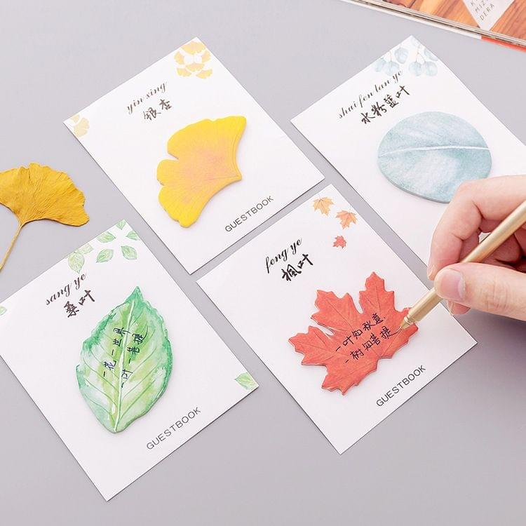 2 PCS Cute Tree Leaf Sticky Note Stickers Memo Pad Office Decoration School Supplies Stationery(Maple leaf)