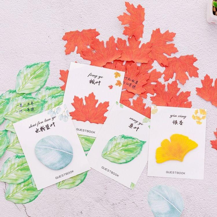2 PCS Cute Tree Leaf Sticky Note Stickers Memo Pad Office Decoration School Supplies Stationery(Maple leaf)