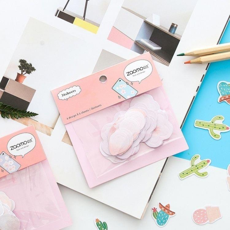 2 PCS Watercolor Adhesive Stickers Decorative Paper Creative Cute Stationery Sticker(Sakura Sticker Bag)