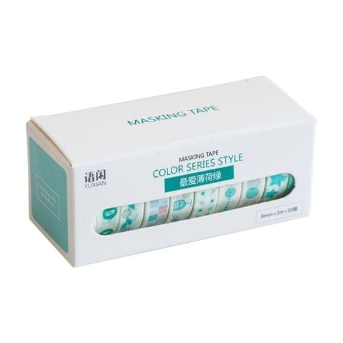 20 PCS  Mohamm Leaves Foil Grid Floral Cute Masking Washi Tape Set