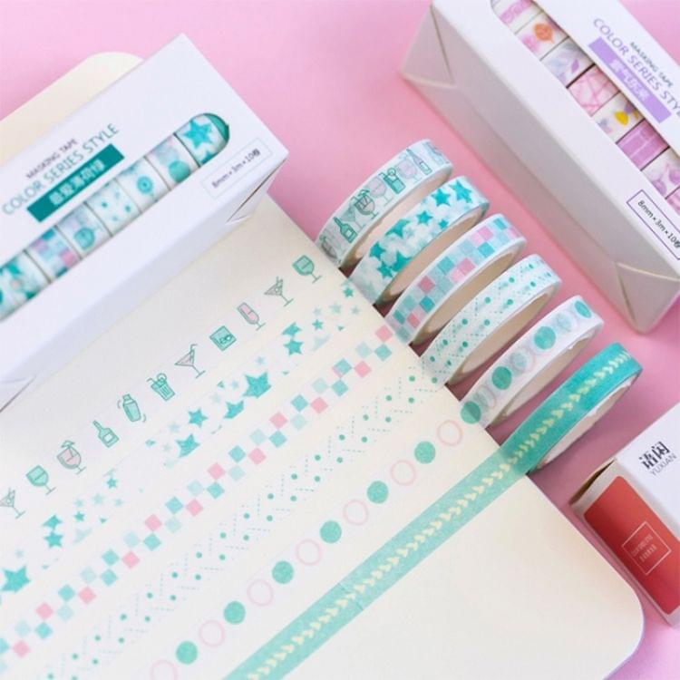 20 PCS  Mohamm Leaves Foil Grid Floral Cute Masking Washi Tape Set