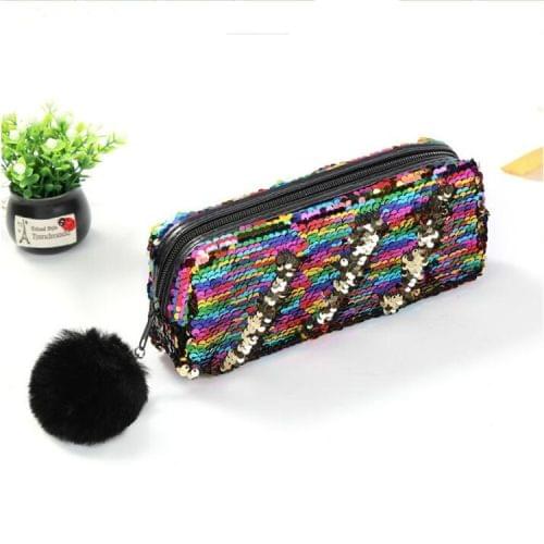 3 PCS Reversible Sequin Pencil Case for Girls School Supplies Super Big Stationery Gift Magic Makeup Bag(Mixed Color+Glod)
