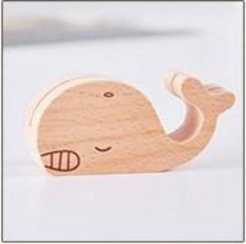 5 PCS Cute Animal Wooden Information Folder Photo Clip Product Display Board Base Notes Message Memo Clip(Whale)