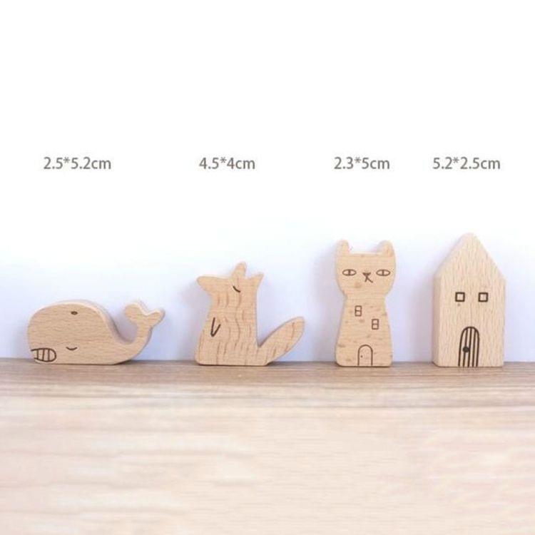 5 PCS Cute Animal Wooden Information Folder Photo Clip Product Display Board Base Notes Message Memo Clip(Whale)