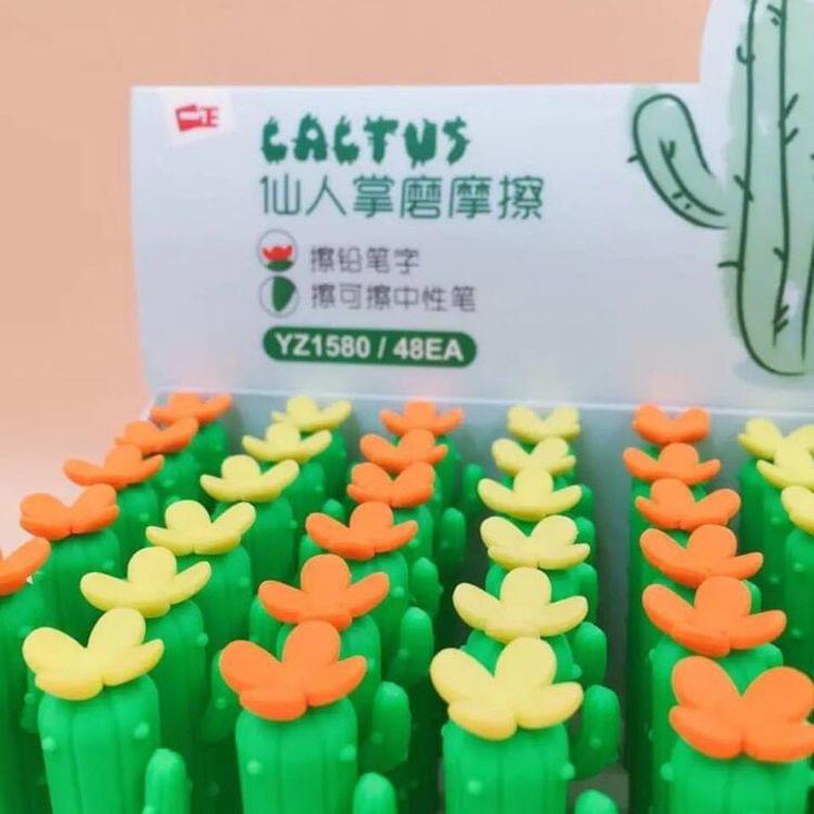 3 PCS Cactus Modeling Erasable Pencil + Friction Easy Gel Pen Double Eraser Random Color Delivery