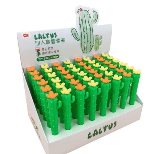 3 PCS Cactus Modeling Erasable Pencil + Friction Easy Gel Pen Double Eraser Random Color Delivery