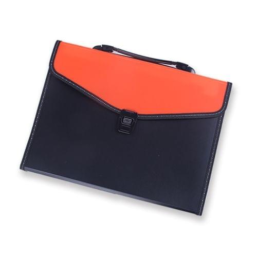 Portable 12-Layer File Pocket A4 Expanding File Classified Folder PP Storage Clip Ticket Package(Orange)