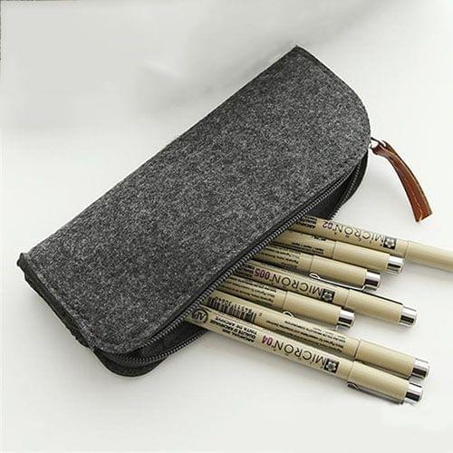 School Stationery Office Supply Pen Pencil Flat Felt Case Bag (Grey)