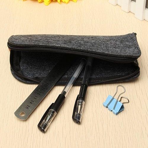 School Stationery Office Supply Pen Pencil Flat Felt Case Bag (Grey)