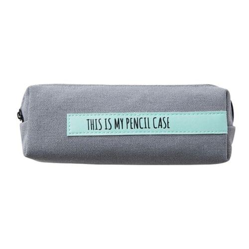 Simple Large Letter School Pencil Case Pen Bag Stationery Office School Supplies Pen Pouch Cosmetic Cases Coin Purse Storage Bags(Gray green strip)