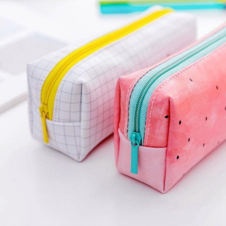 PU Leather Pencil Case Fruit Pencil BagGirls Office Supplies(Pear)