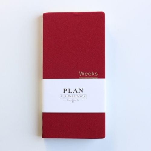 Classic Hardcover Office School Weekly Planner Notebooks Stationery Personal Agenda Planner Organizer, Size:A6  18.9x9.4cm(Red)