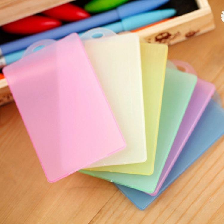 Card Holder Cover Slim PVC Transparent IC Card Bus Credit Card Cover Case Holder(Yellow)