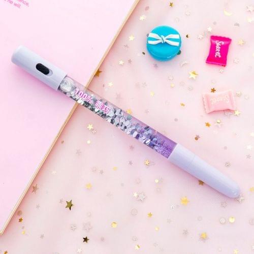 Colorful Quicksand Gel Pen Creative LED Signature Pens(LED Purple)