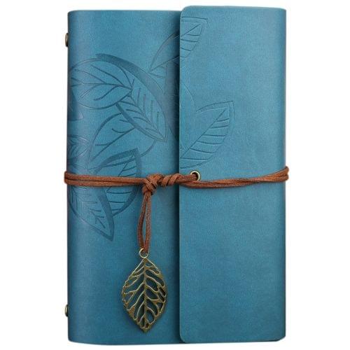 Creative Retro Autumn Leaves Pattern Loose-leaf Travel Diary Notebook, Size: M (Blue)