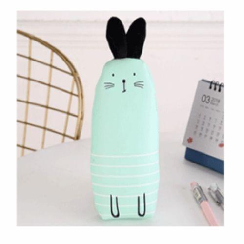 PU Cartoon Lovely Rabbit Shape Pencil Bag(Green)