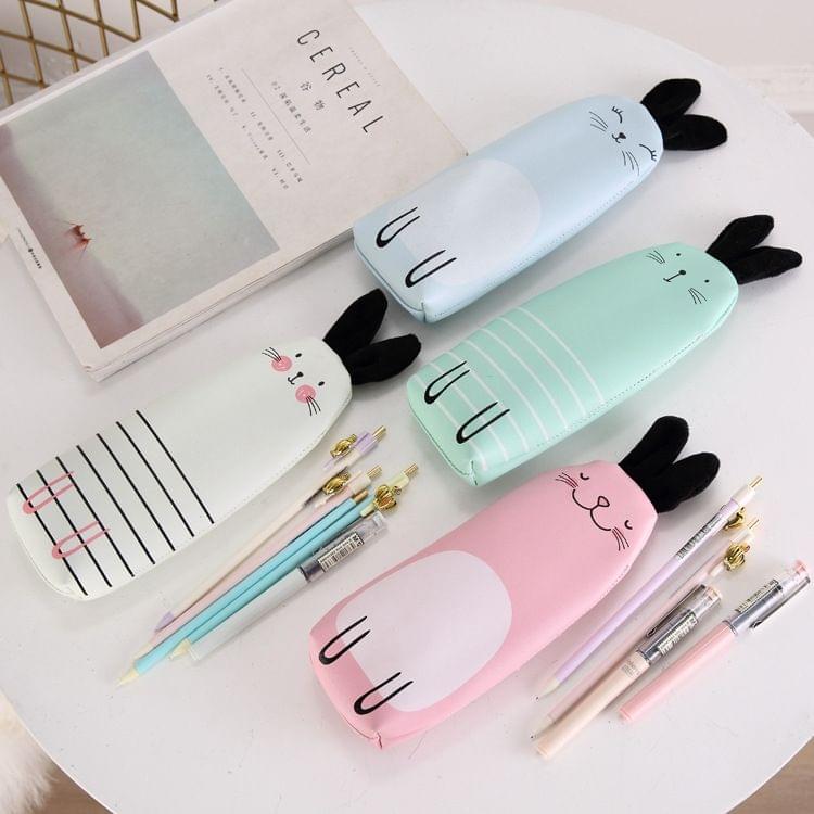 PU Cartoon Lovely Rabbit Shape Pencil Bag(Green)