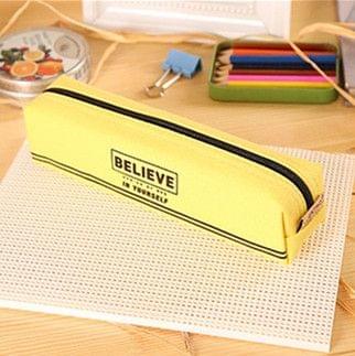 Simple Canvas Pencil-box Student School Pencil Case Office Stationery Storage Bag Small Items Bag(Yellow)