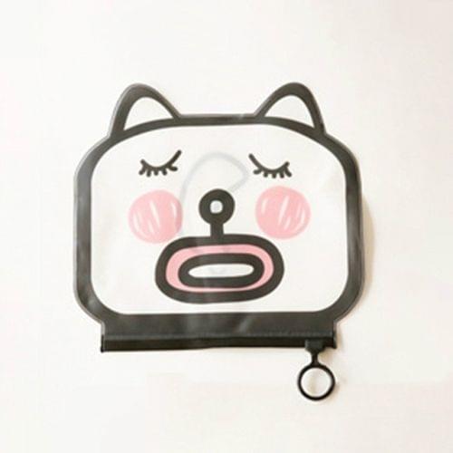 3 PCS Cartoon Cat Shape Stationery Storage Bag Creative Translucent Frosted Waterproof File Bag Zipper Bag(Blink)