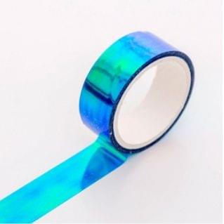 3 PCS Creative Laser Washi Tape Rainbow Color Scrapbooking Masking Tape DIY Sticker Party Decorations School Office Stationery(Blue)