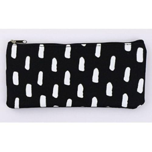 Stripe Pencil Case Cosmetic Makeup Coin Pouch Organizer Zipper Purse Bag Box Stationary School Office Supplies(Black background)