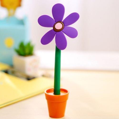 Creative Cartoon Sun Flower Ballpoint Pen  School  Student Office Decoration Stationery(Purple)