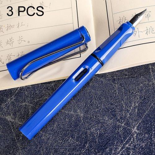 3 PCS School Office Extra Fine Titanium Alloy Nib Transparent Piston Fountain Pen(Blue), Random Delivery (0.5mm/0.38mm Nib)