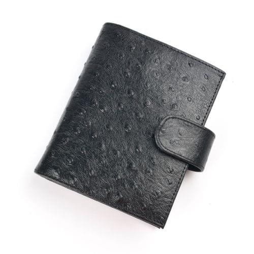 16B-LN107 Genuine Leather Planner A7 Size Loose Leaf Rings Notebook Mini Agenda Organizer Cowhide Diary Journal Sketchbook, Size:A7: 142x115mm(Ostrich Black)