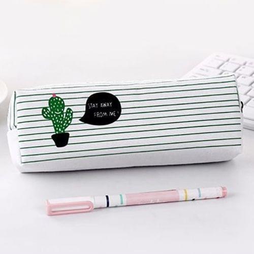 Print Cactus Octagonal Version Small Fresh Canvas Cosmetic Storage Bag Pencil Case(1 Cactus)