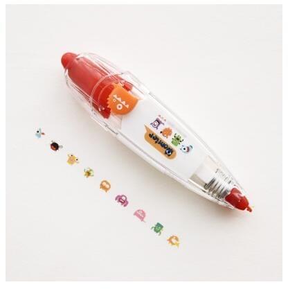 12 PCS Kawaii Animals Press Type Decorative Correction Tape Diary Stationery(Red Monster)