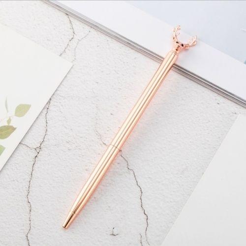 Kawaii Ball Pens Metal Elk Dree Ballpoint Pens School Stationery Office Supplies(Electroplated rose gold)