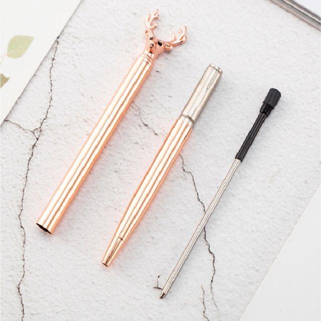 Kawaii Ball Pens Metal Elk Dree Ballpoint Pens School Stationery Office Supplies(Electroplated rose gold)