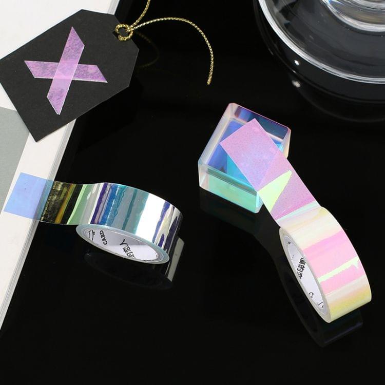 3 PCS Creative Laser Washi Tape Rainbow Color Scrapbooking Masking Tape DIY Sticker Party Decorations School Office Stationery(Purple)