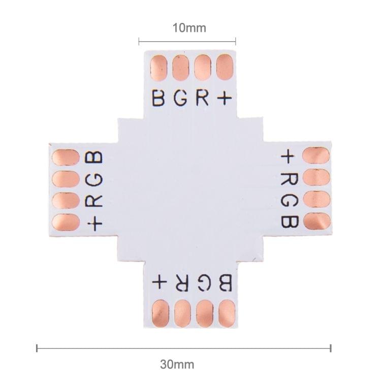 10 PCS 10mm 4 Pin + Type Connector FPC Board for RGB SMD 5050 LED Strip