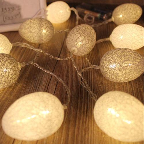 Battery Powered 3.2m 20 LEDs Cotton Thread Colour Egg Lamp String Easter Holiday Party Household Decorative Light(Grey)