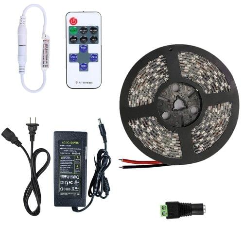 YWXLight Dimmable Light Strip Kit US Plug No Waterproof Led Strip Lights SMD 5050 16.4 Ft (5M) 300LEDs (Green)