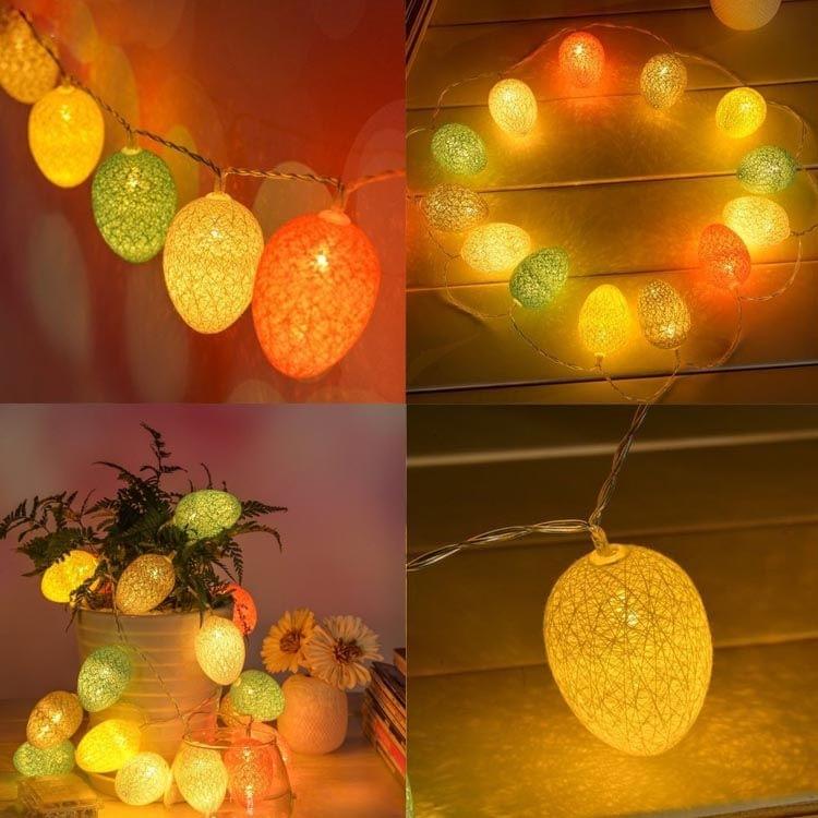 Battery Powered 3.2m 20 LEDs Cotton Thread Colour Egg Lamp String Easter Holiday Party Household Decorative Light(Yellow)