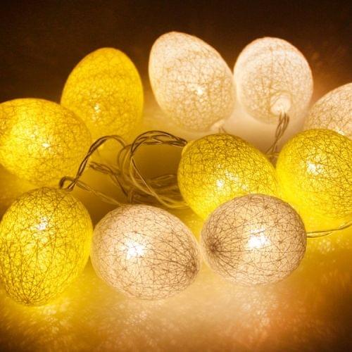 Battery Powered 3.2m 20 LEDs Cotton Thread Colour Egg Lamp String Easter Holiday Party Household Decorative Light(Yellow)