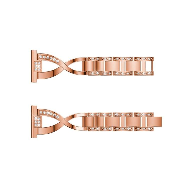 X-shaped Diamond-studded Solid Stainless Steel Wrist Strap Watch Band for Amazfit 20mm(Rose Gold)