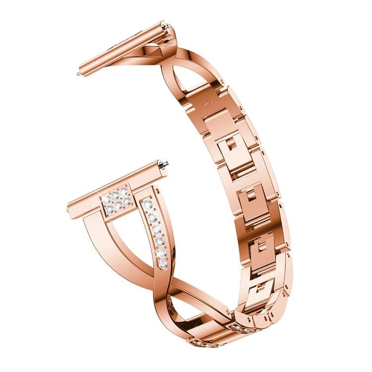 X-shaped Diamond-studded Solid Stainless Steel Wrist Strap Watch Band for Amazfit 20mm(Rose Gold)