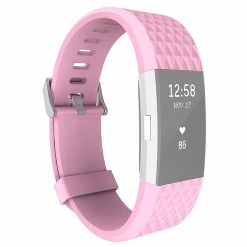 For Fitbit Charger 2 Bracelet Watch Diamond Texture TPU Watchband, Full Length: 23cm(Pink)