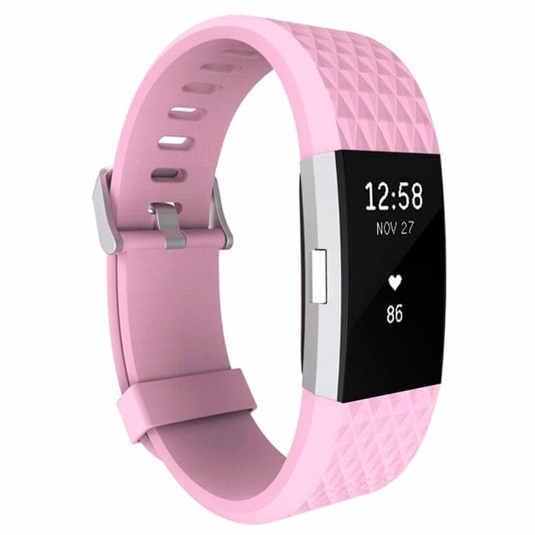 For Fitbit Charger 2 Bracelet Watch Diamond Texture TPU Watchband, Full Length: 23cm(Pink)